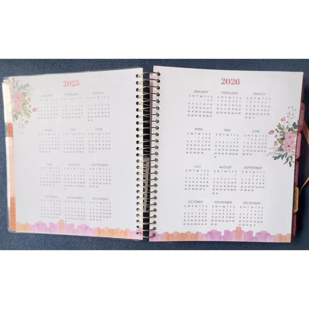 17 Month Planner ZINNIA GARDEN Aug 2025 -Dec 2026 Weekly Planning Note Page Gift
